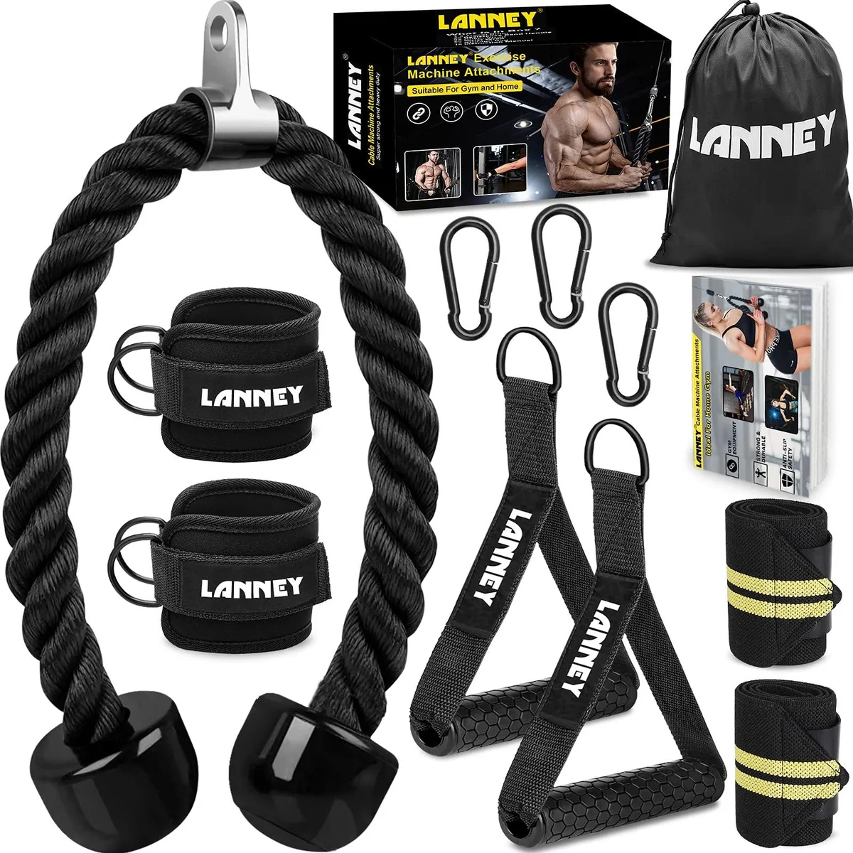 Tricep Rope Cable Machine Attachment 35" Home Gym Accessories Set — product photo