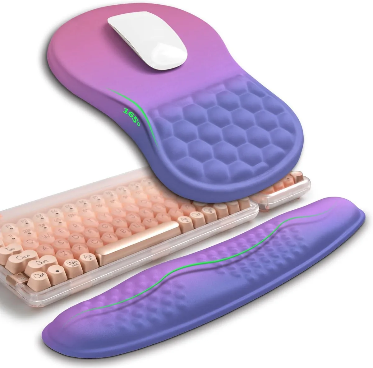 Kenuco Kenuco 2in1 Wave Keyboard Wrist Rest &amp; Ergonomic Curvature Mouse Pad Gradient Blue Purple — product photo