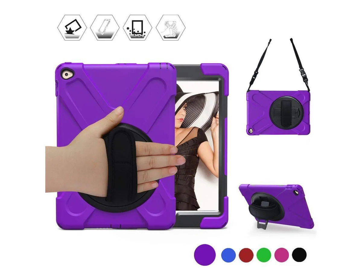 Werleo Werleo A1566 iPad Air 2 9.7" 2014 Hard Case Purple 360 Stand Straps — product photo