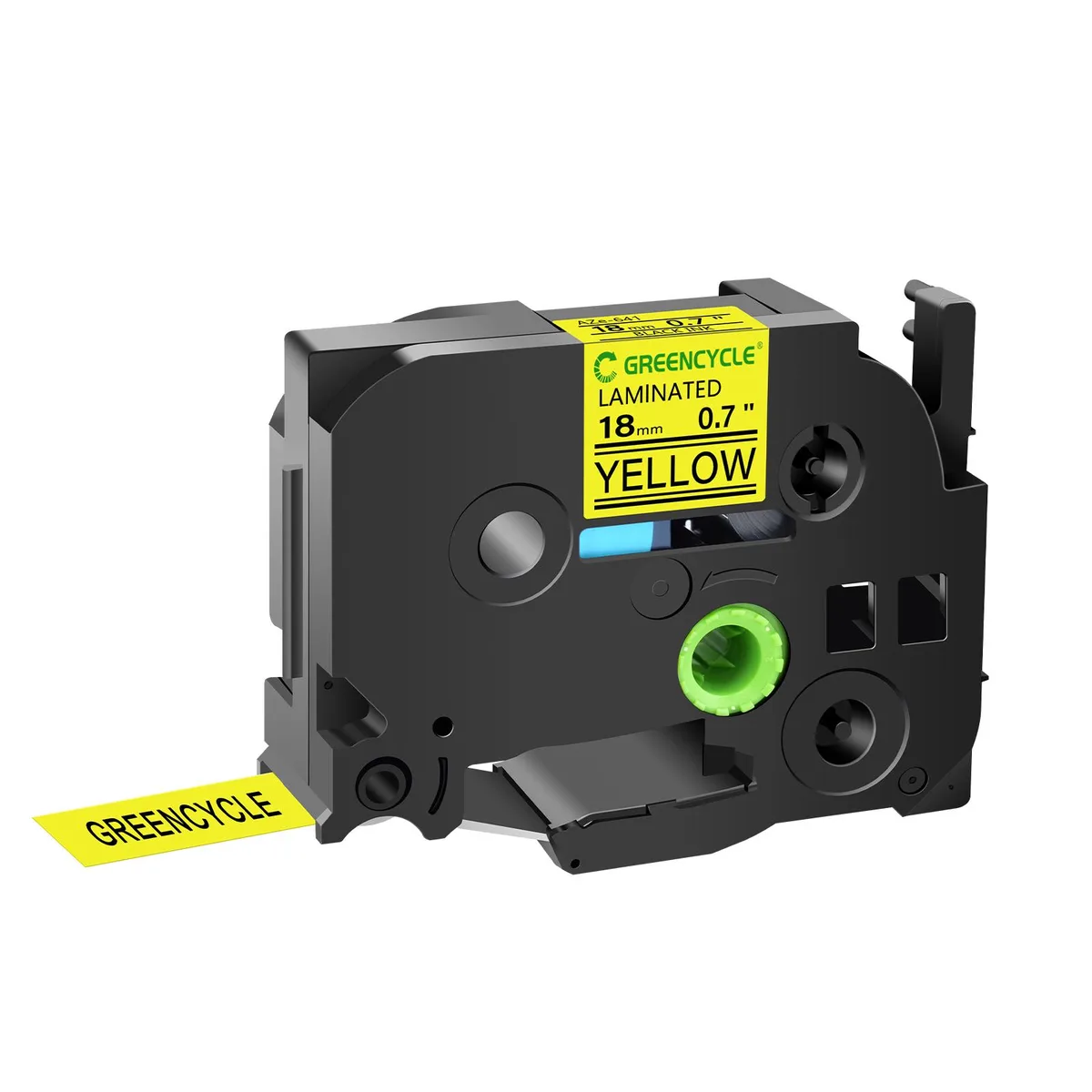 GREENCYCLE GREENCYCLE TZe-641 18mm Black on Yellow Laminated Tape labelmaker — product photo