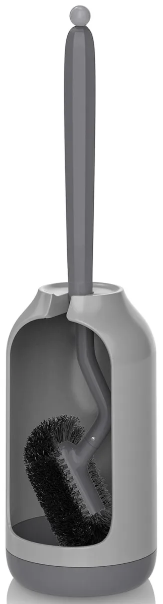 White S-shaped toilet brush in ventilated holder