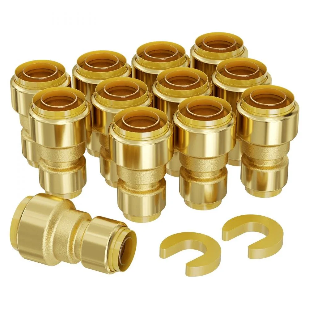 VEVOR VEVOR PF7c-S3/4x1/2 Brass Push-Fit Fittings 12PCS 3/4x1/2in 100PSI 82°C — product photo