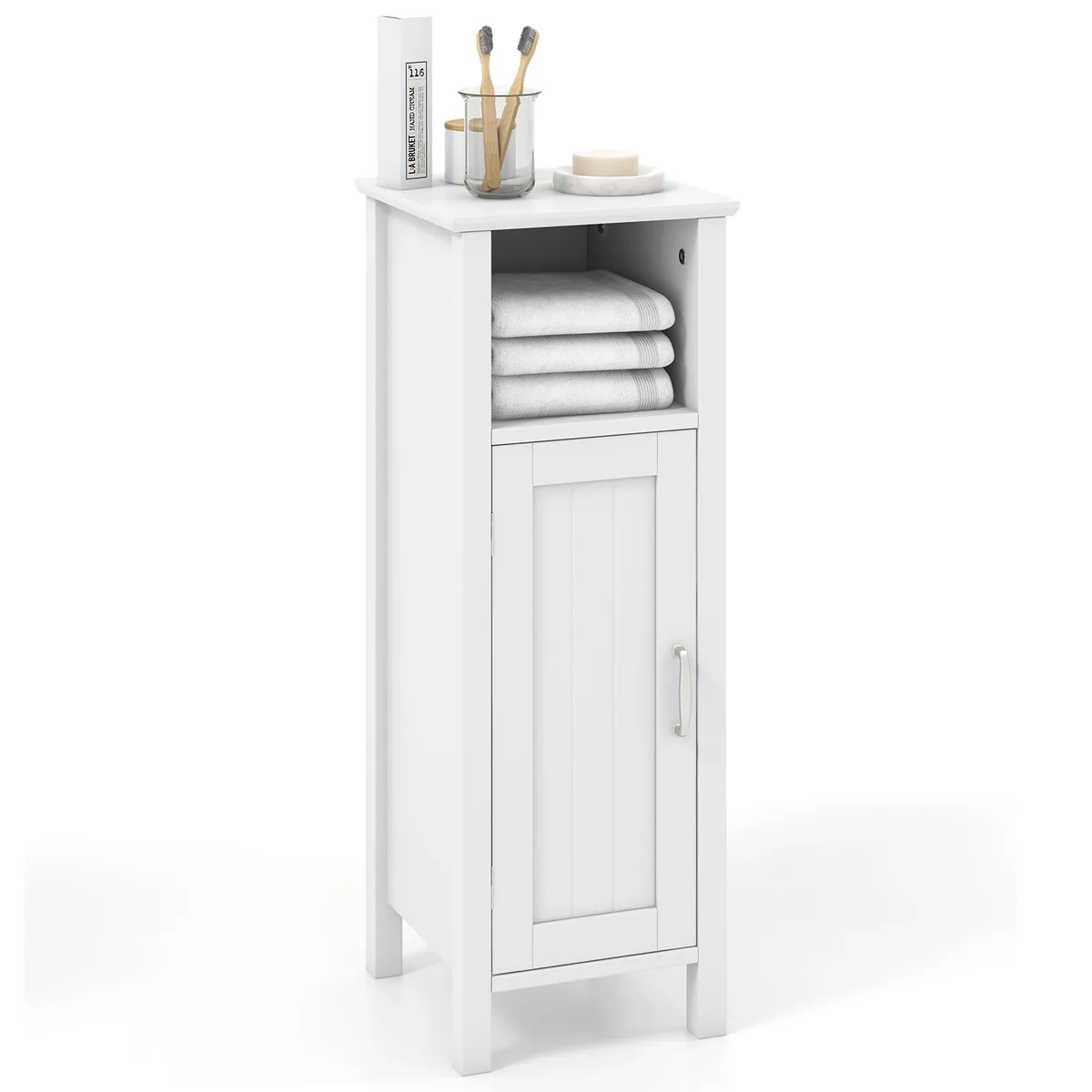 SlickBlue SlickBlue 1-Door Freestanding Bathroom Cabinet with Open Shelf White — product photo