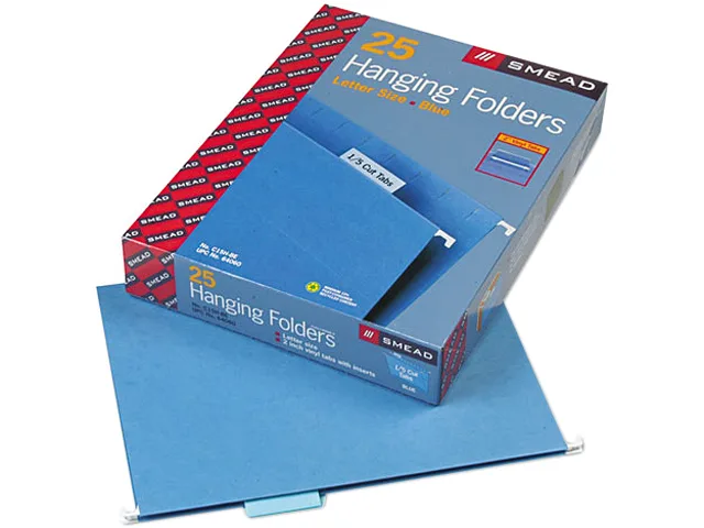 Smead Smead 64060 Hanging File Folder, 1/5 Tab, 11 Point, Letter, Blue, 25/Box — product photo