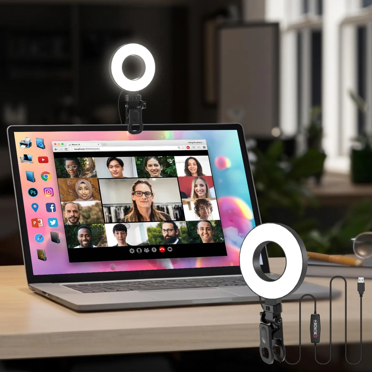 Neewer ZLC351-BK 3.5" Ring Light 3000K 4500K 6000K Ra>95 360° Clip USB Black — product photo