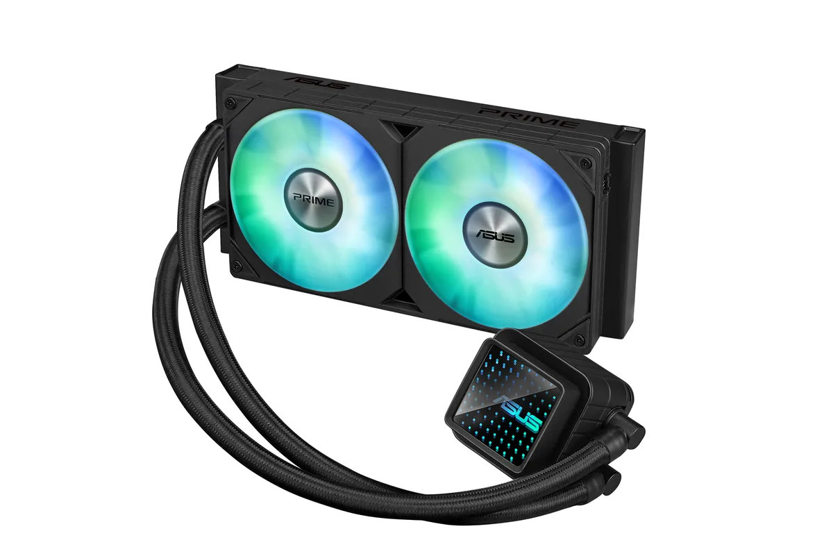 ASUS Prime LC 240 ARGB all-in-one liquid cooler with 277 mm aluminium radiator, two 120 mm ARGB fans