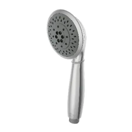 Brushed nickel hand shower head with five spray settings