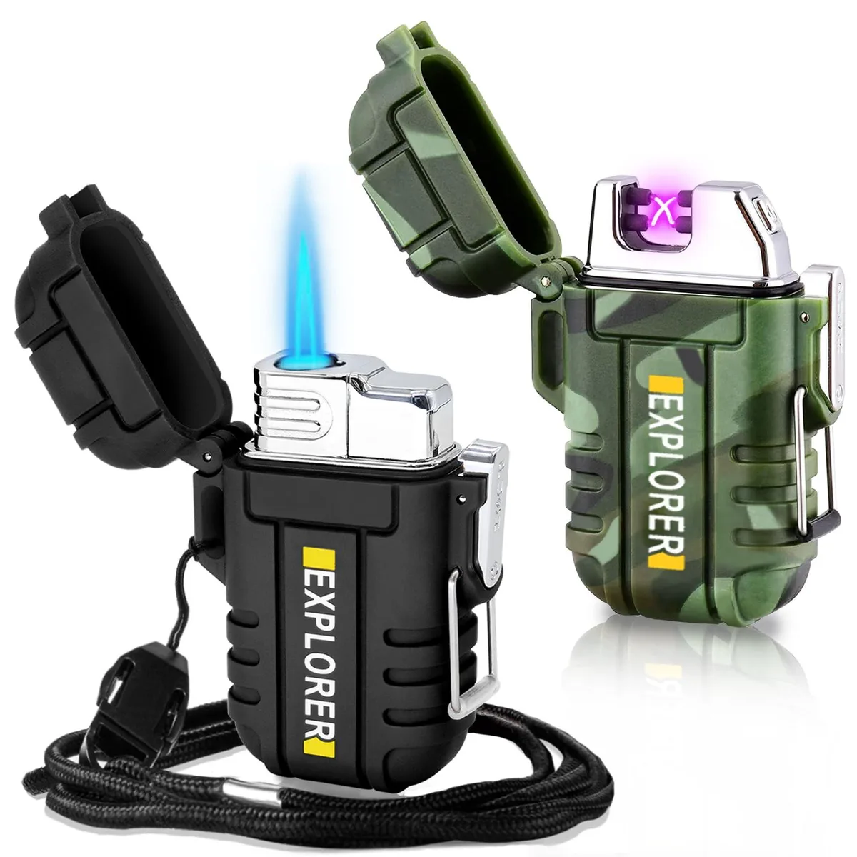  Laffizz 2 Pack Waterproof Torch &amp; Arc Lighters Black — product photo
