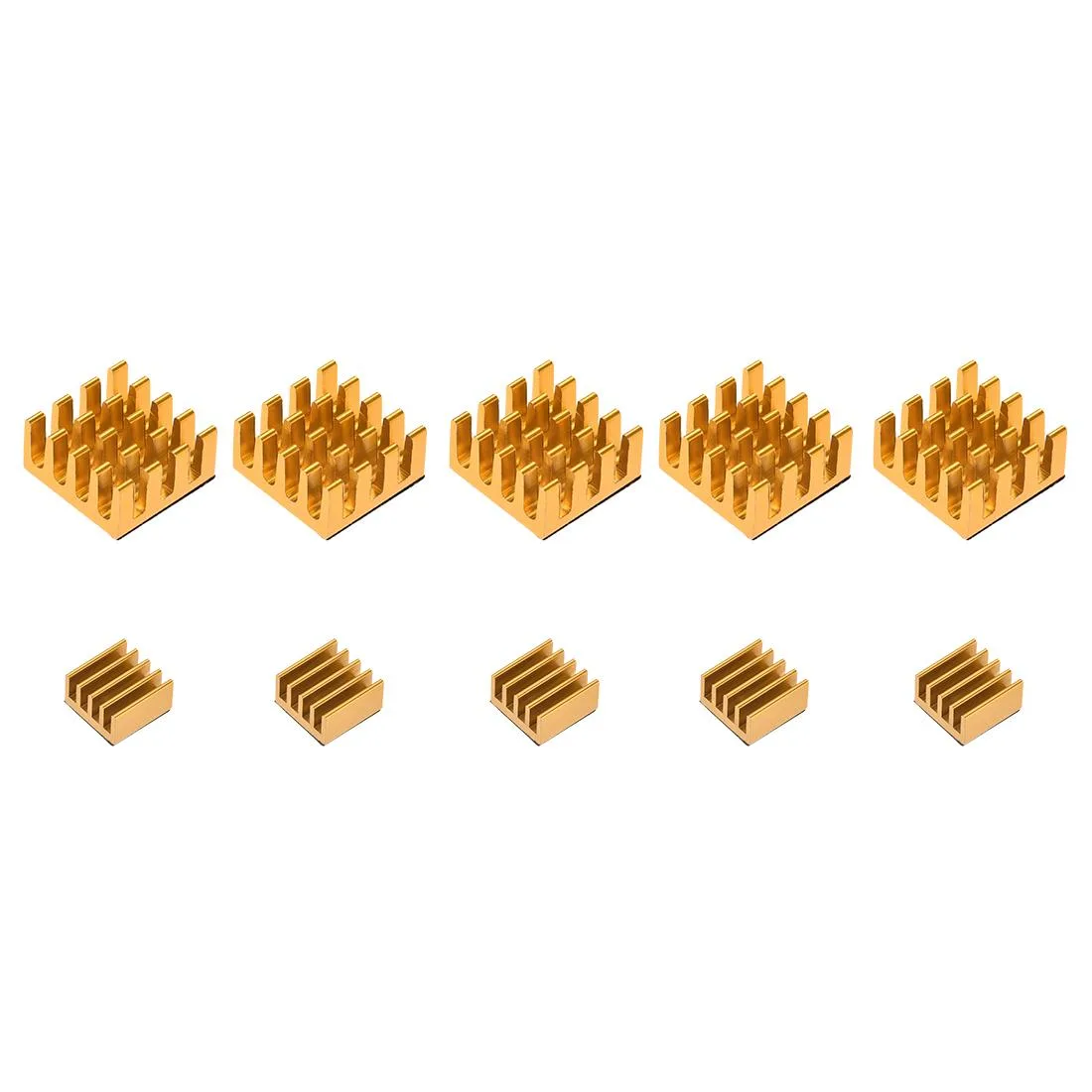 Unique-Bargains Unique-Bargains Gold Tone Aluminum Heatsink Set 14x14x7mm 9x9x5mm 10pcs — product photo