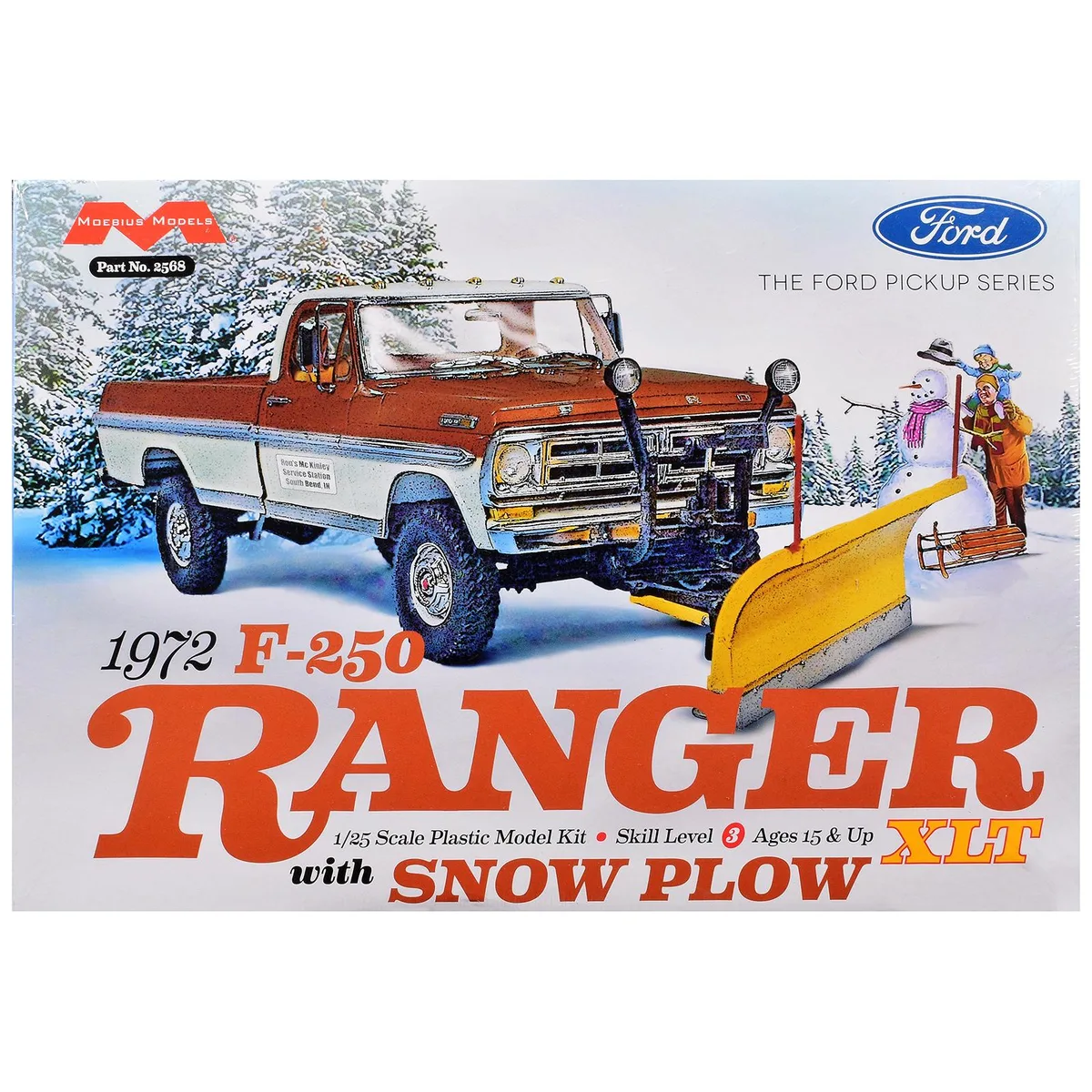 Moebius Models Moebius Models 1972 Ford F-250 Ranger XLT Pickup Truck with Snow Plow 1/25 Scale Hobby Collectible — product photo