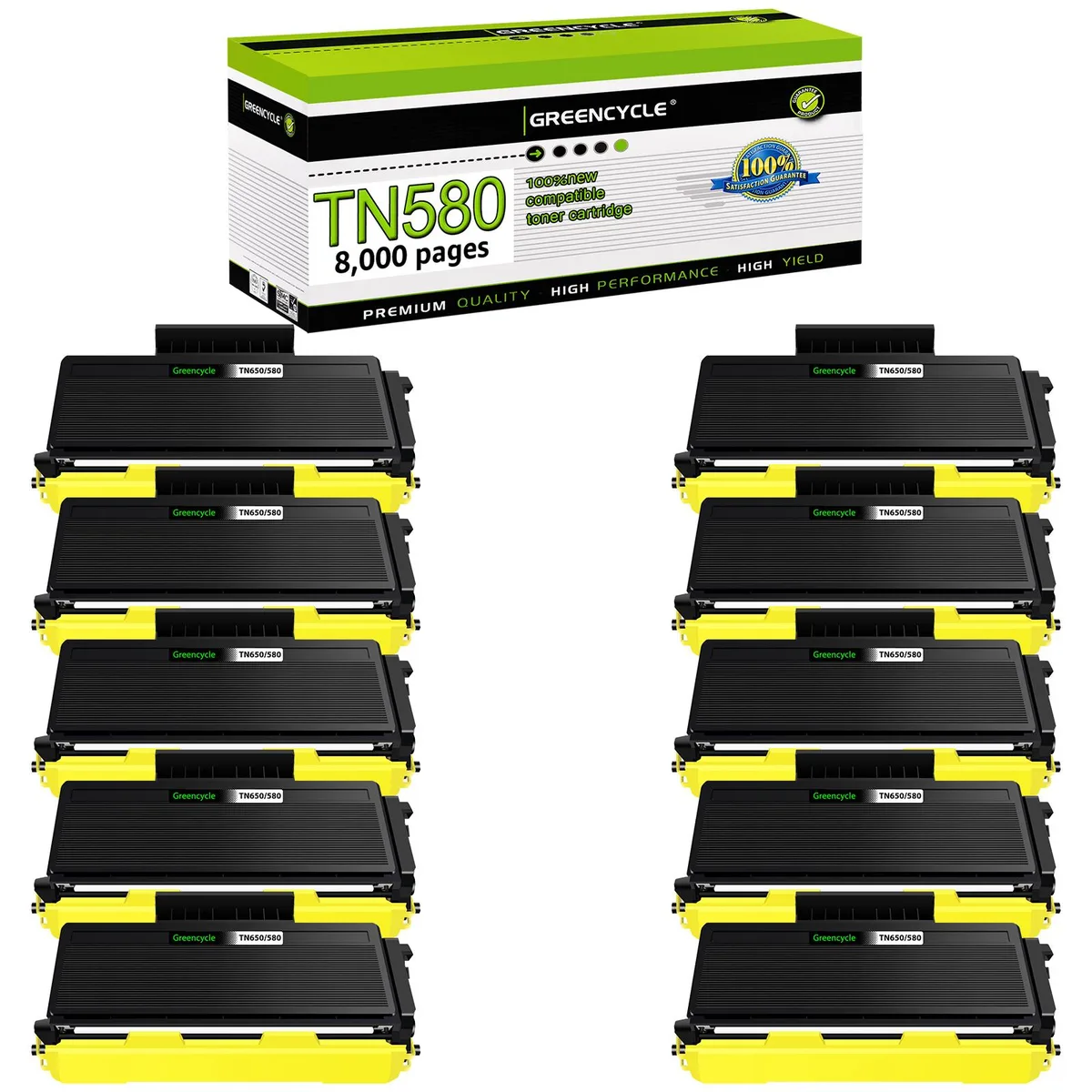 GREENCYCLE GREENCYCLE TN580 compatible toner cartridge black 10 pack — product photo