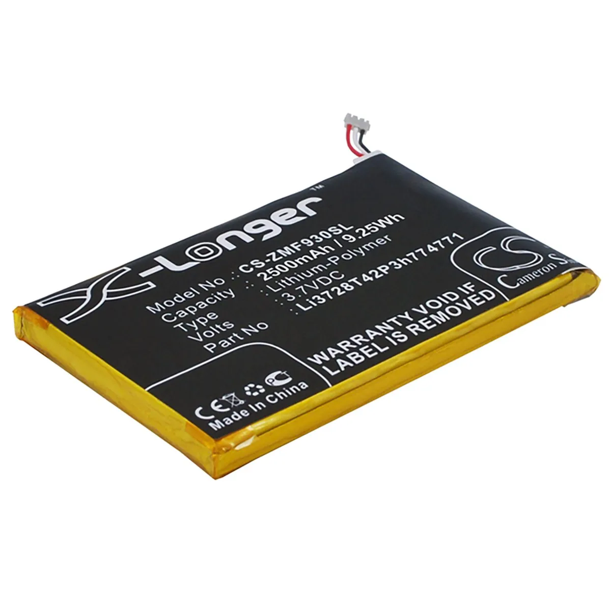 Cameron & Co Cameron & Co DS-CS-ZMF930SL cell phone battery 3.7V 2500mAh Li-Polymer — product photo