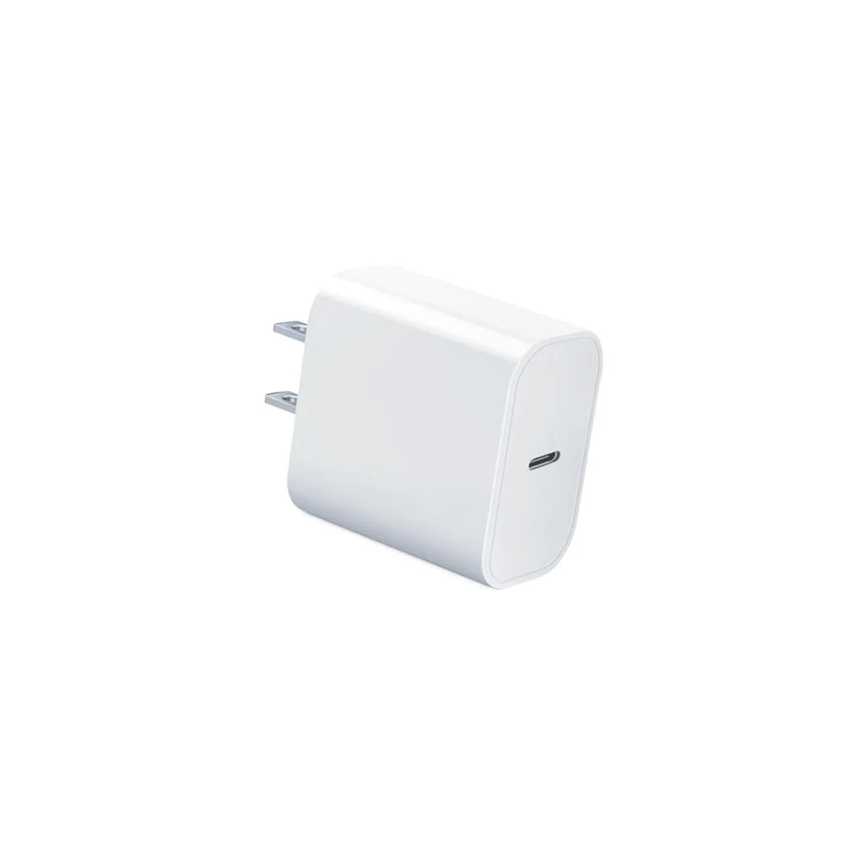 White cube USB-C wall charger with single port