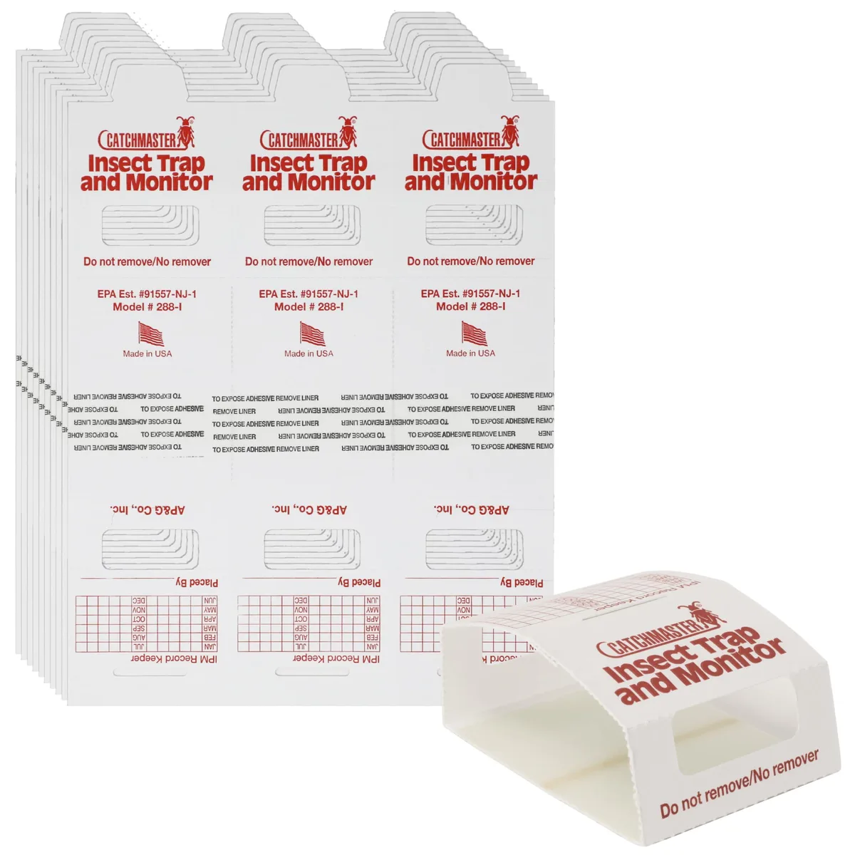 Flat cardboard sheets with sticky glue surfaces, ten sheets each holding three traps