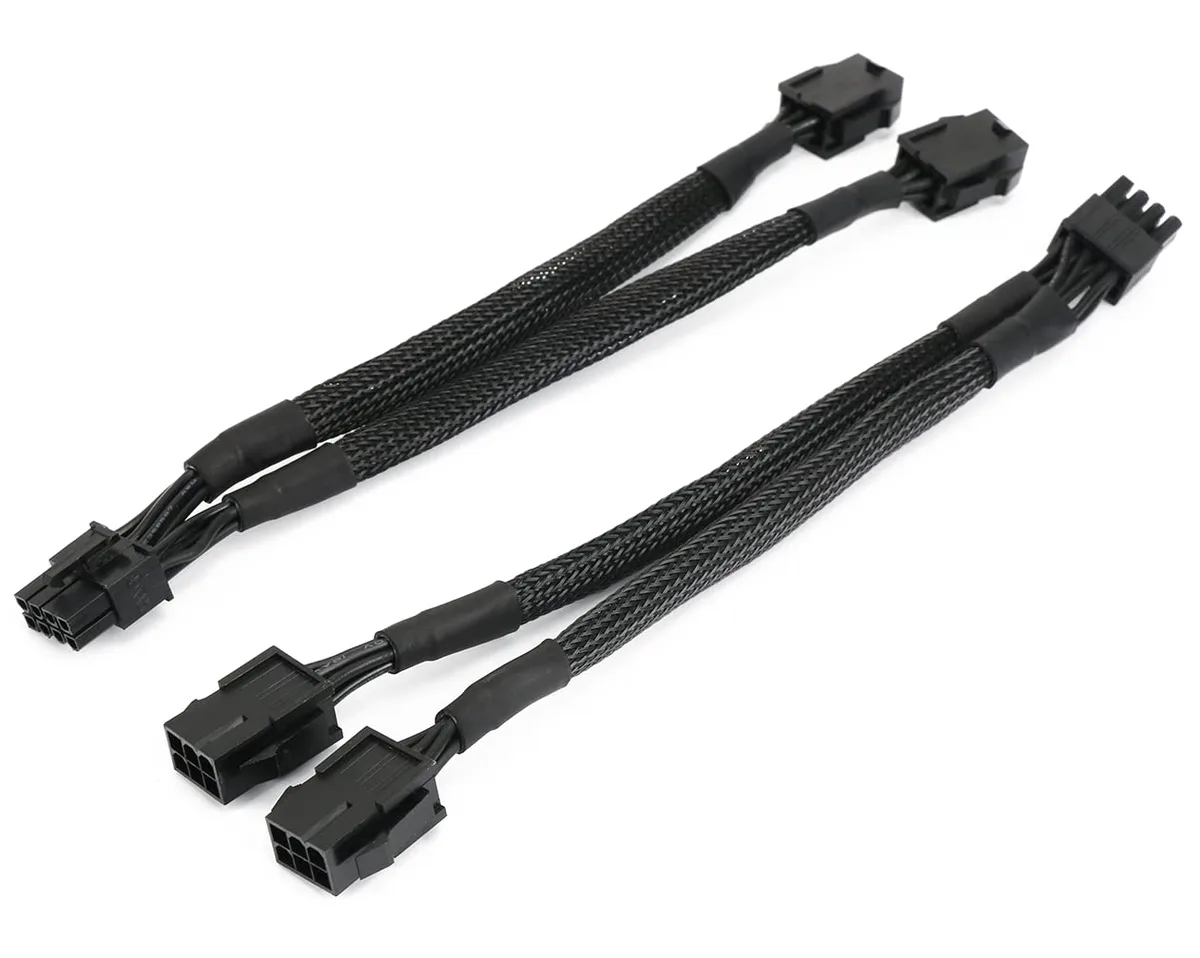OIAGLH OIAGLH Dual 6-Pin Female to 8-Pin Male GPU Power Adapter Cable 9in 2-Pack — product photo