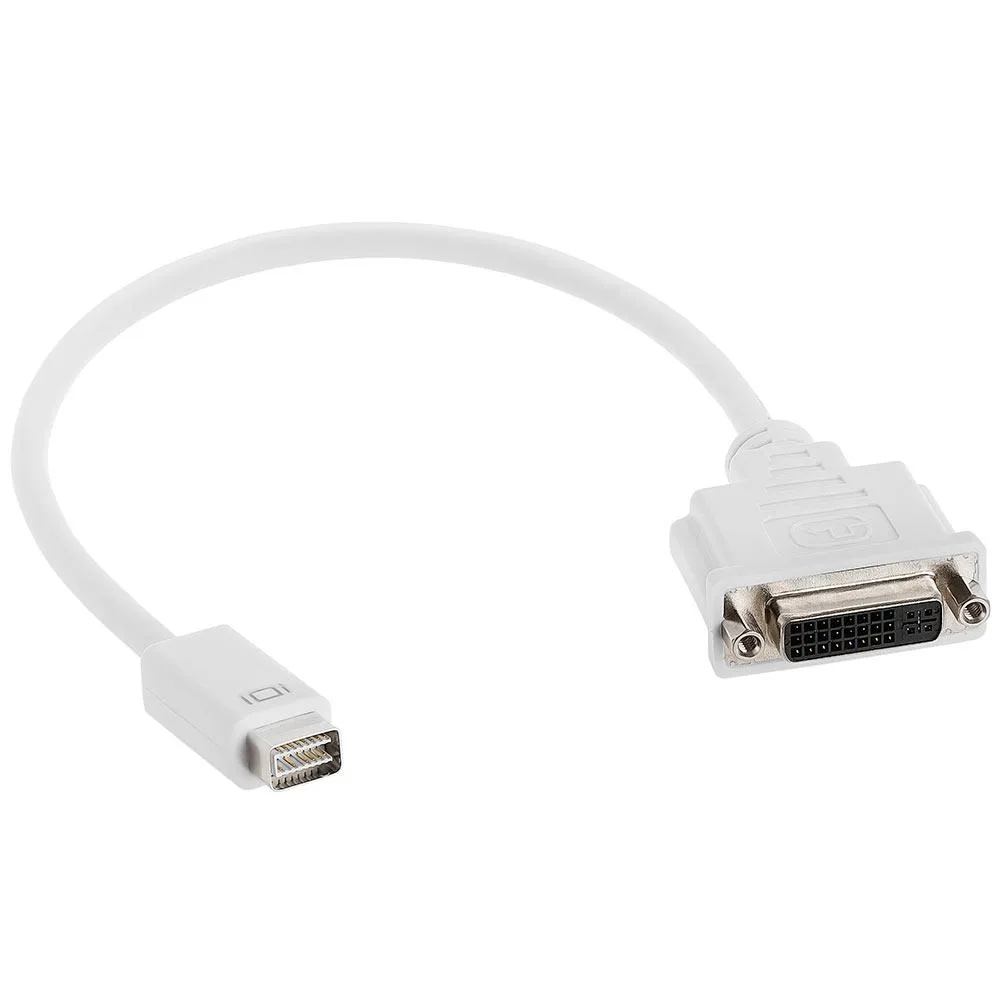 White plastic Mini-DVI male to DVI female adapter