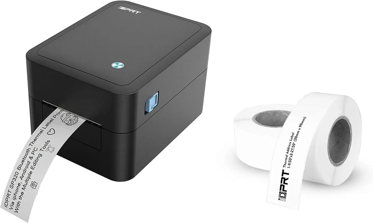 WUQ WUQ SP320 Thermal Label Printer with 600 Labels (2 Rolls 300pcs) Bluetooth USB — product photo
