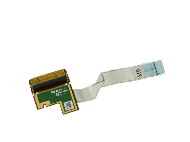 Small green circuit board with fingerprint sensor and ribbon cable
