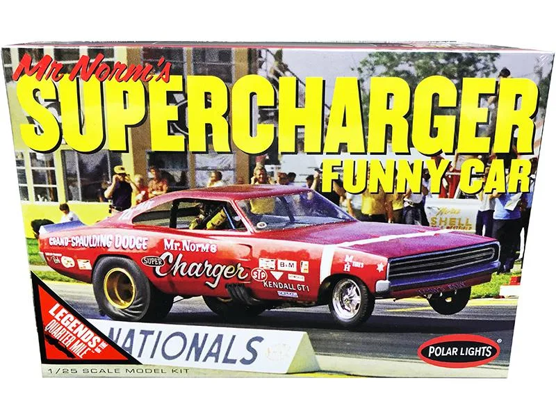 Polar Lights Polar Lights 1969 Dodge Charger Funny Car Mr. Norm's Supercharger 1/25 Scale Model Kit — product photo