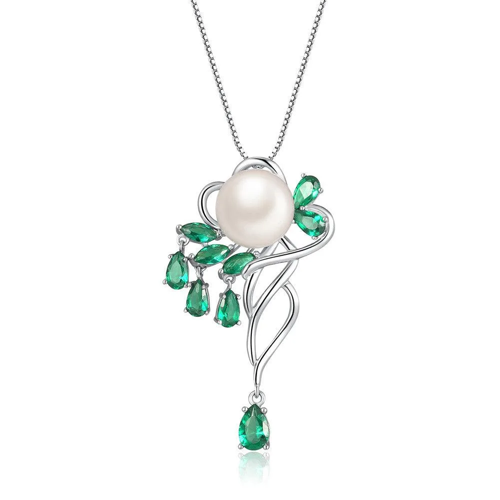Mabella Fashion Mabella Fashion 925 Sterling Silver 9.5-10mm Pearl Spinel Pendant Necklace 18in — product photo