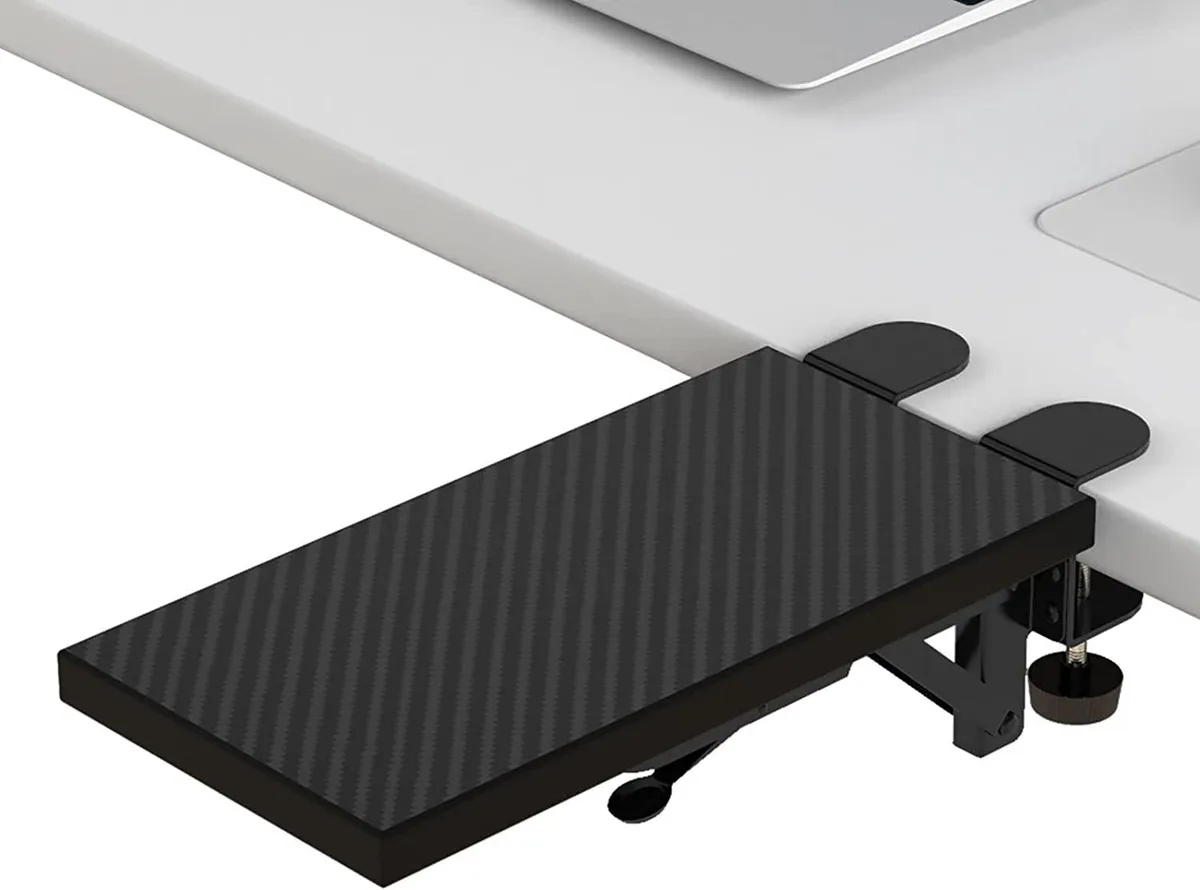 BFKK BFKK Ergonomics Desk Extender Tray 11.8x5.9 Punch-Free Clamp Foldable Keyboard Drawer Arm Support — product photo