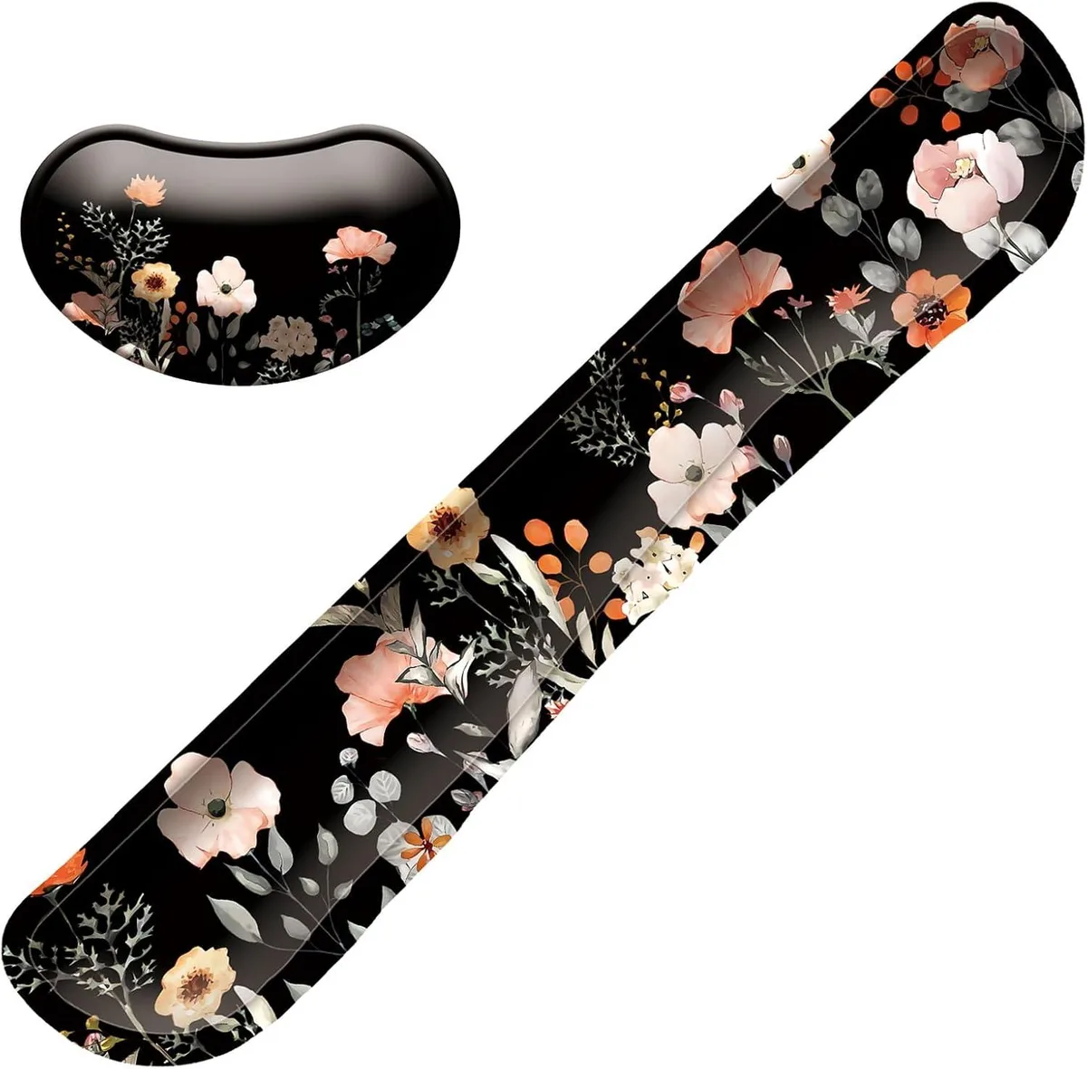 Emerson Emerson Wrist Rest Set Memory Foam Flower Black 17x3.4 in 5.4x3.2 in — product photo