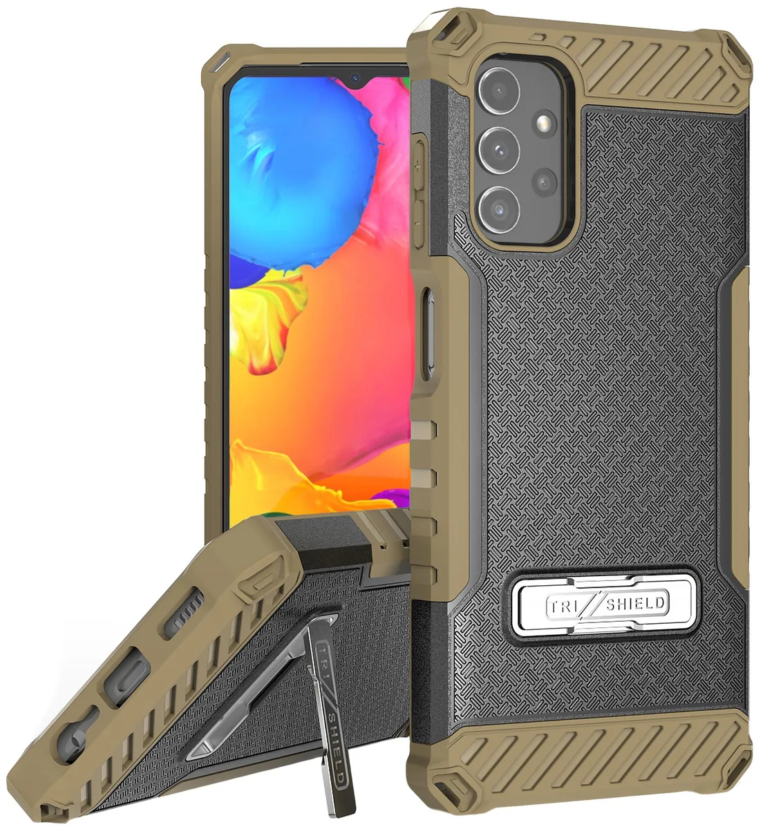 Nakedcellphone Nakedcellphone Tri-Shield Kickstand Case + Lanyard Strap Brown — product photo