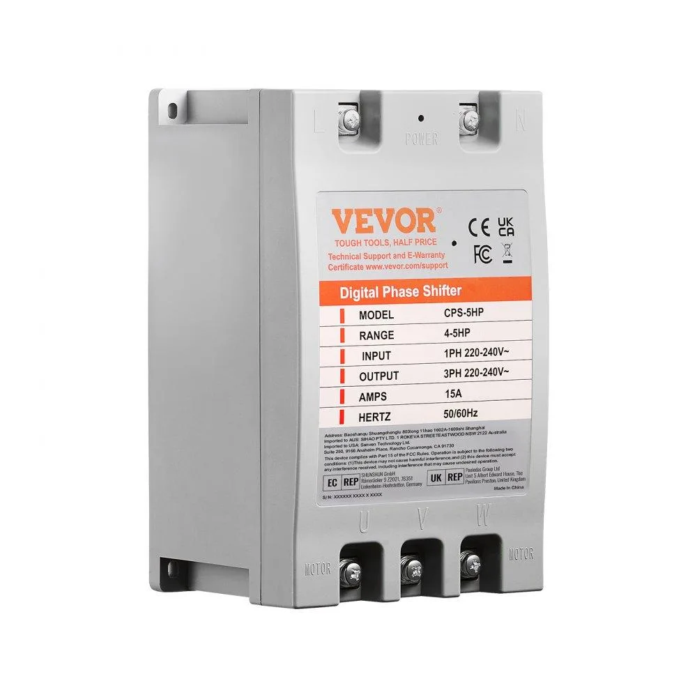 Compact rectangular plastic box with digital display and terminal connections