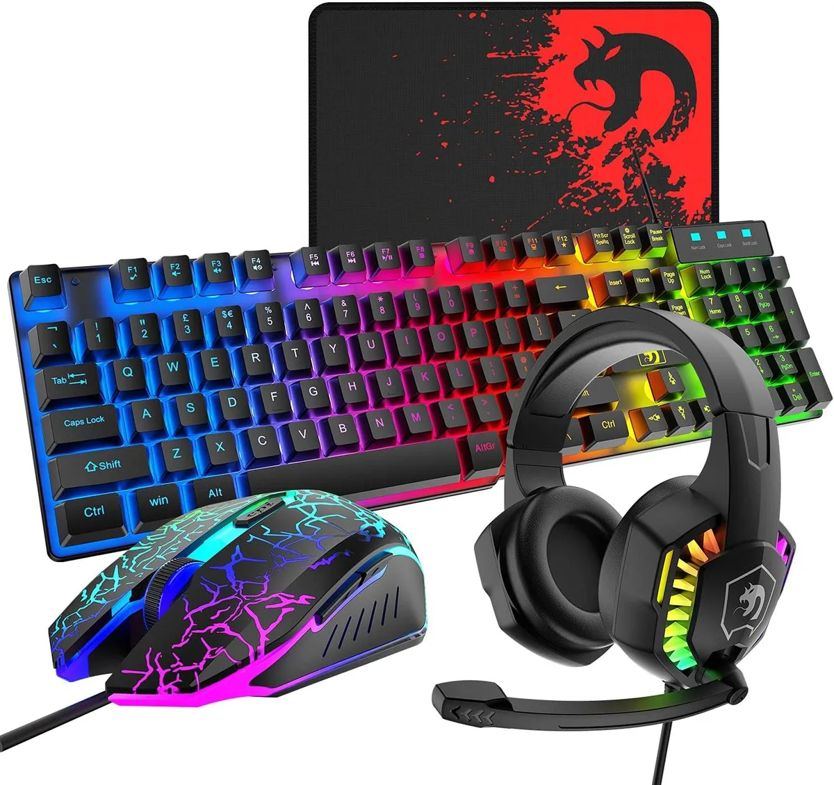 BFKK BFKK Gaming Keyboard and Mouse Headset Combo Black — product photo