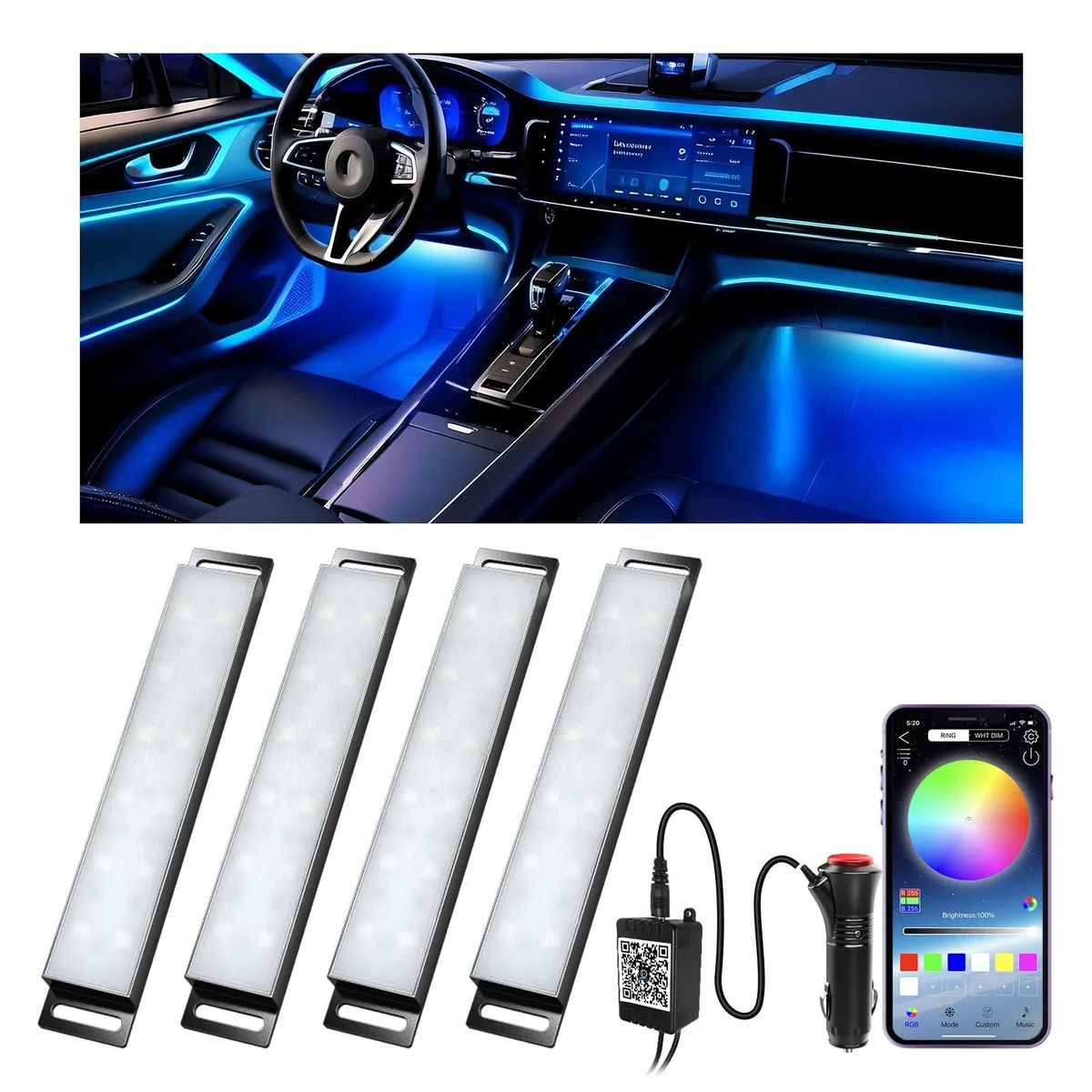  Honalia LED Interior Car Lights 4-Line Design 48 LED RGB APP Control USB 5V Automotive Specialty Lighting — product photo