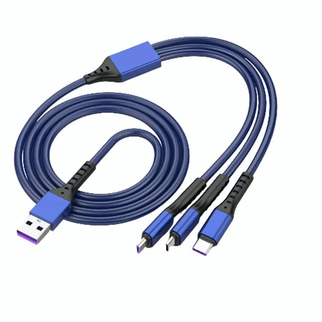 Gemdeck Gemdeck 3-in-1 Retractable USB Charging Cable Blue — product photo