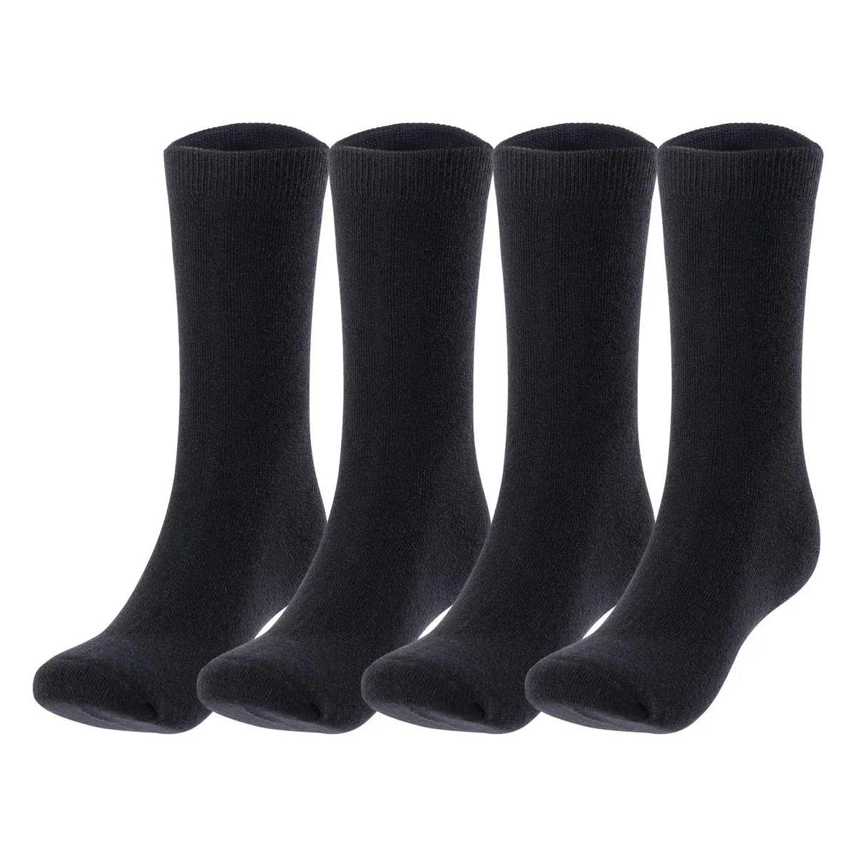 Four pairs of black wool crew socks for women size 6-9