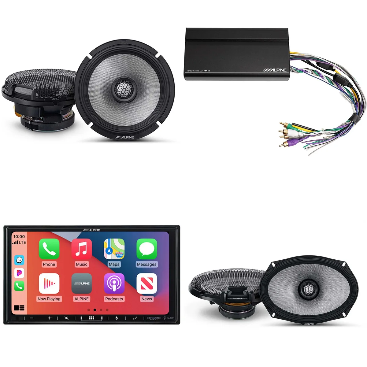 Alpine Alpine iLX-407 7-Inch Receiver Bundle with KTA-450 Amp, R2-S65 6.5" &amp; R2-S69 6x9" Speakers — product photo