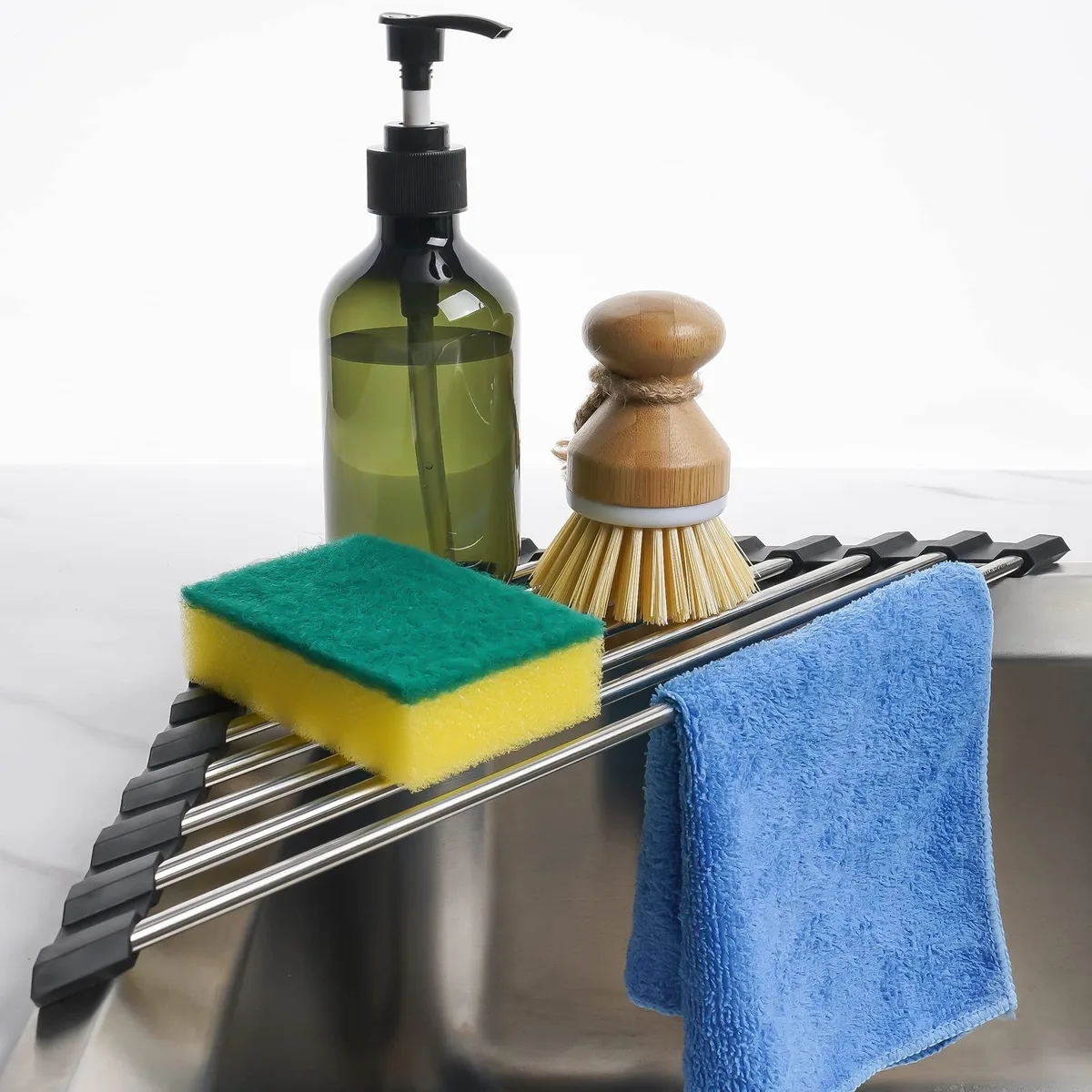 Tomorotec Foldable Triangle Dish Drying Rack Black 16.2 x 9 x 3.2 in — product photo