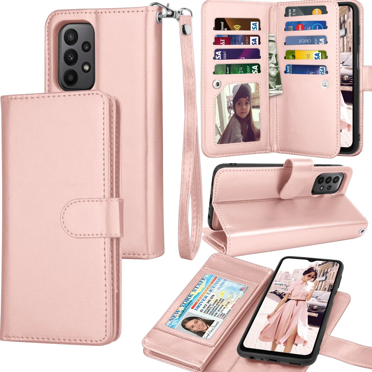 Tekcoo Tekcoo SM-A236U1 Wallet Case Rose Gold 11 Card Slots 6.6 inch — product photo