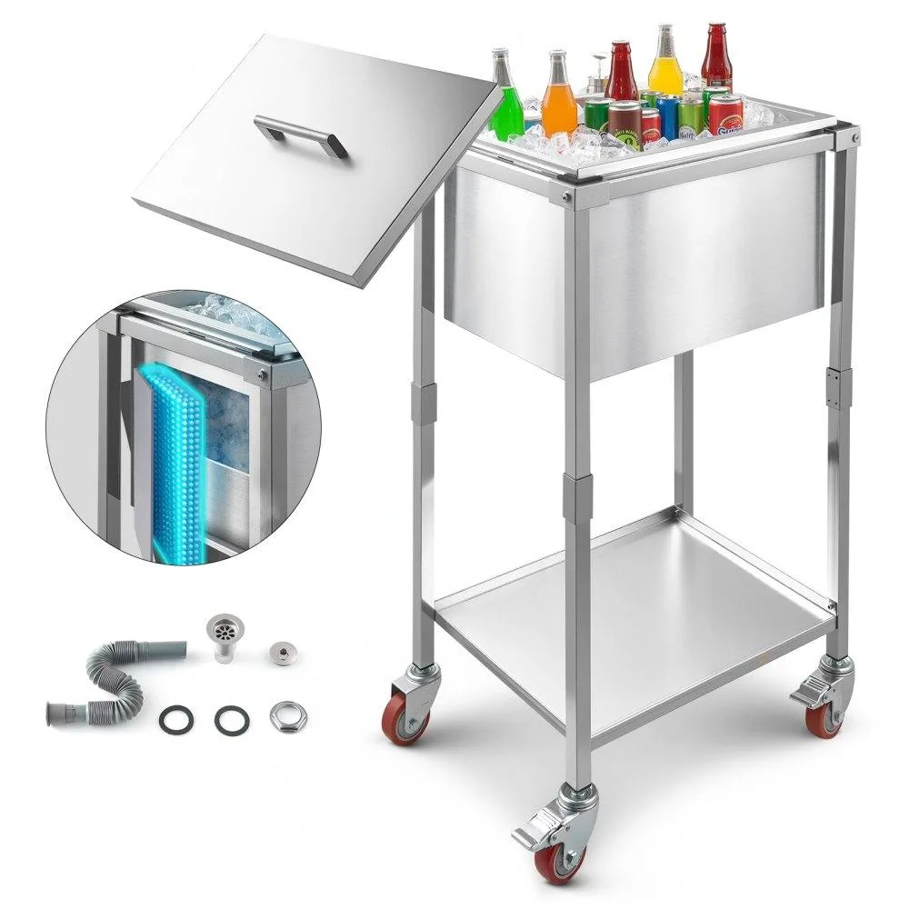 VEVOR VEVOR Rolling Ice Chest Cooler Cart 32.8 Qt Stainless Steel Specialty Appliance — product photo