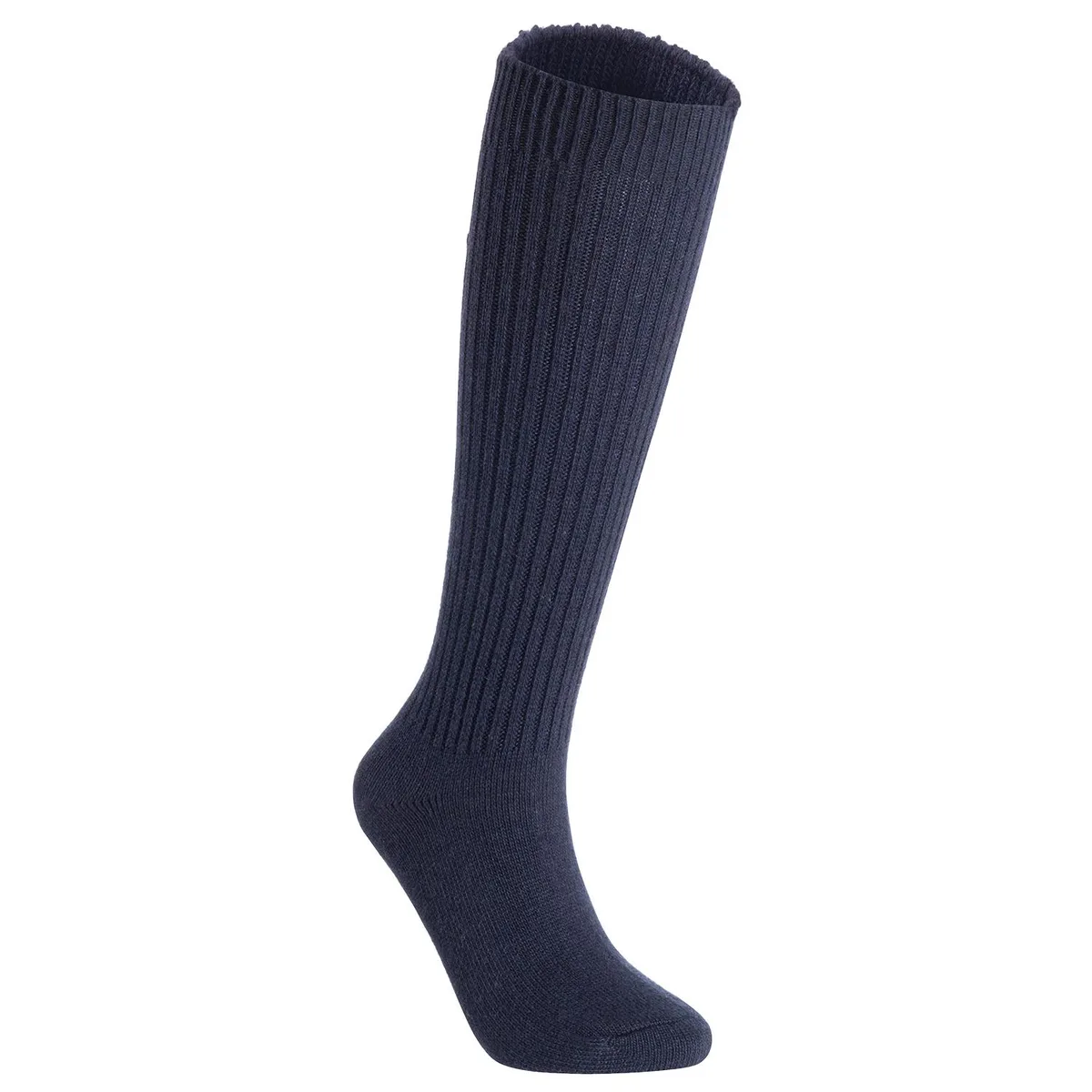 Pair of navy knee-high wool socks, folded flat
