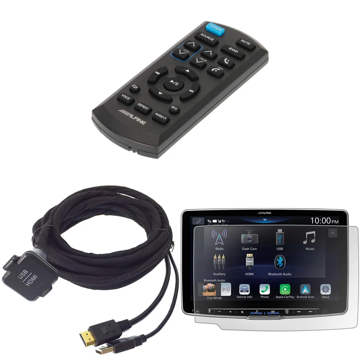 Alpine Alpine KCU-315UH USB/HDMI Cable, KAE-HF11DA Screen Protector, RUE-4360 Remote Bundle — product photo
