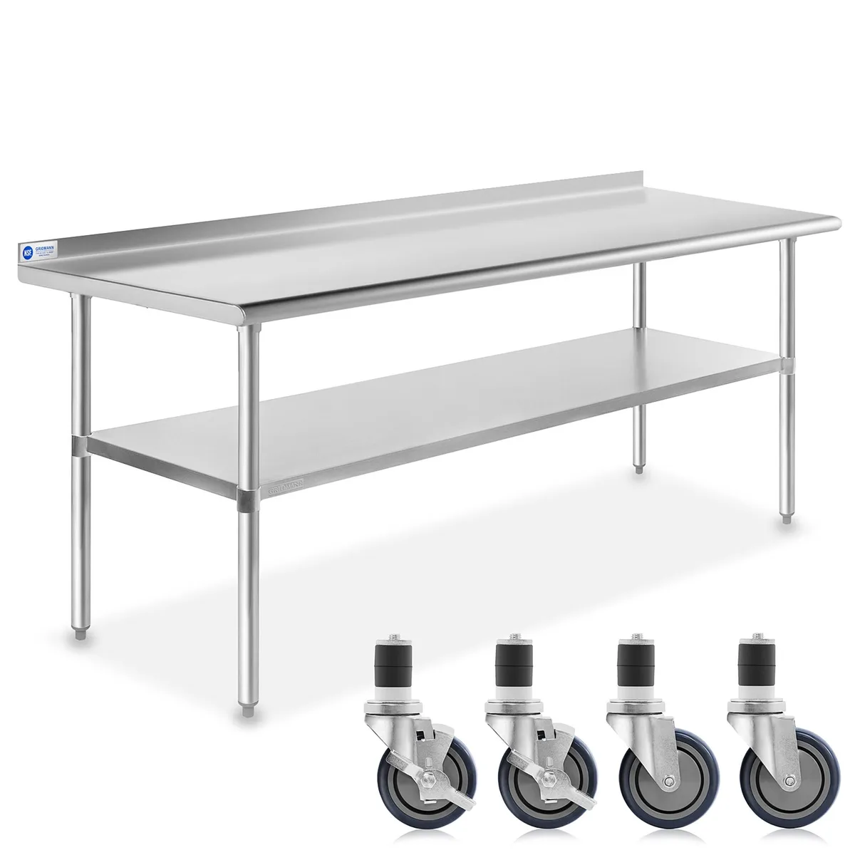 Gridmann Gridmann Stainless Steel Table 72 in x 24 in with Backsplash and Wheels — product photo