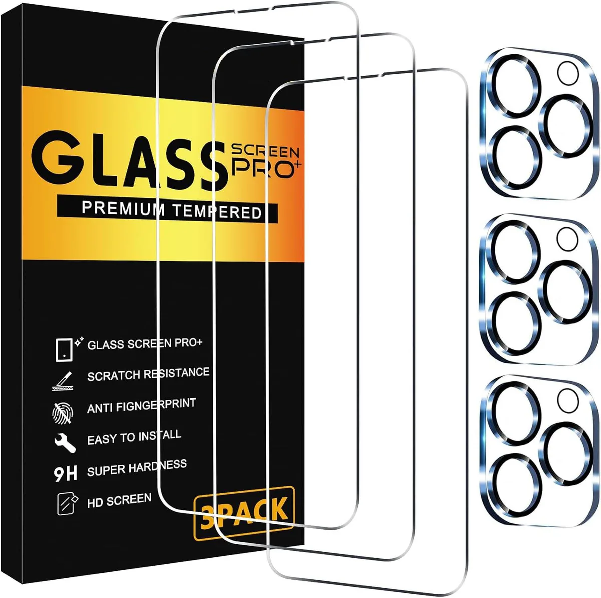 BONAEVER BONAEVER 3 Pack Screen Protector iPhone 15 Pro 6.1 Inch Clear — product photo