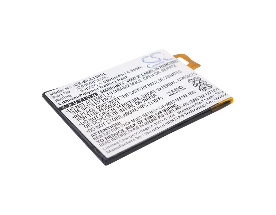 Rectangular Cameron Sino replacement battery with black plastic casing and gold contacts