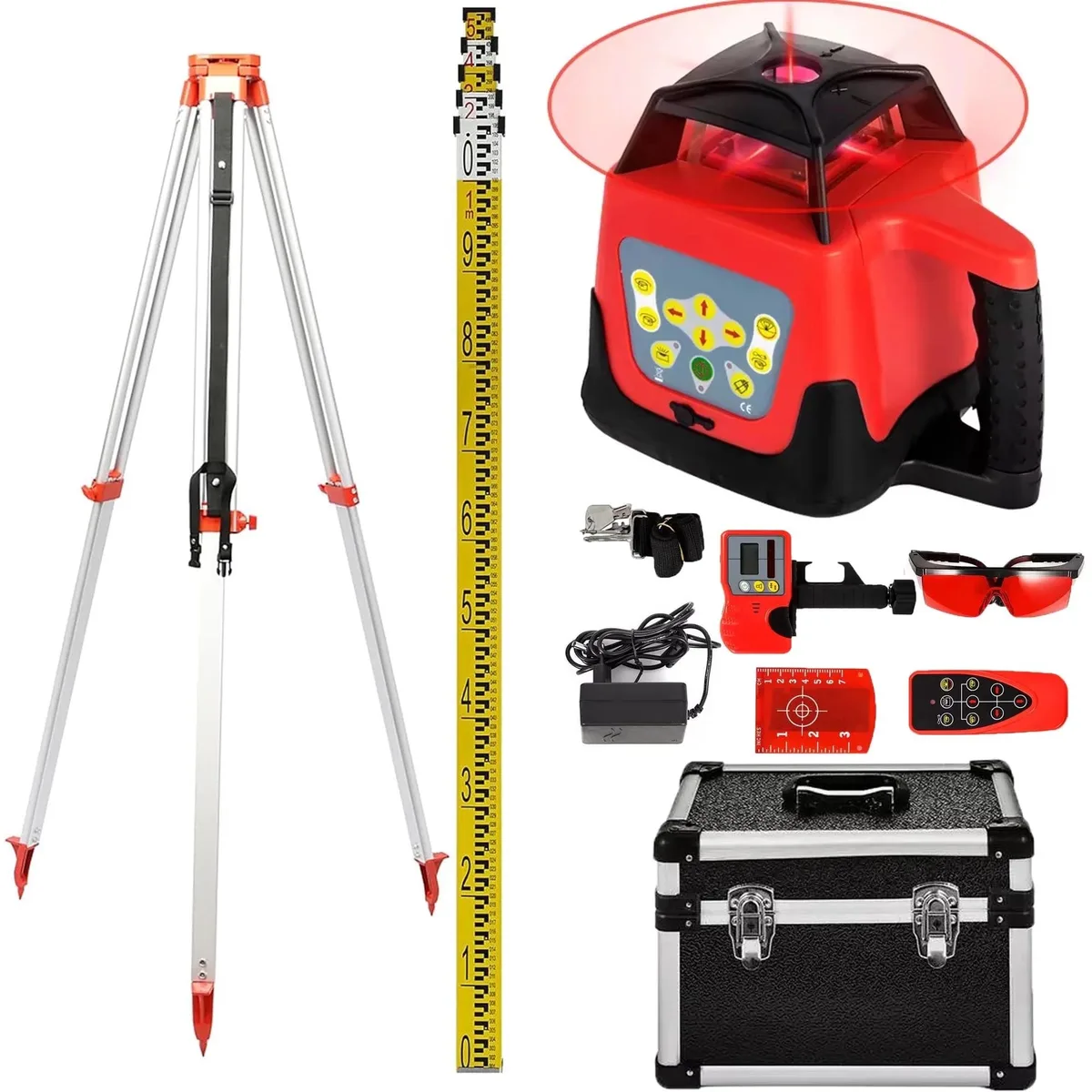  SIHAO Self-Leveling Rotary Laser Kit 500 m Red Beam IP54 Waterproof with Tripod Staff Receiver — product photo