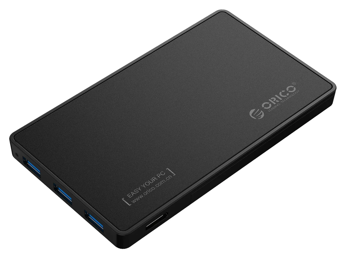 Orico Orico 2588H3-US-BK 2.5" SATA drive enclosure with 3 USB 3.0 hub ports — product photo