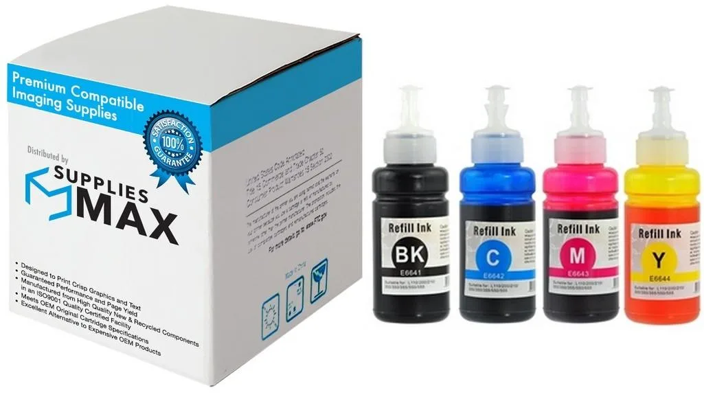 SuppliesMax SuppliesMax T664120-BCS Dye Ink Bottle Combo Pack (BK/C/M/Y) — product photo