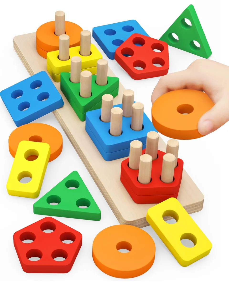 Pebira Wooden Sorting Stacking Puzzle 20 Pieces Learning — product photo