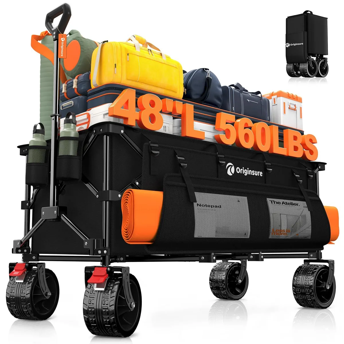 Originsure Collapsible Wagon Cart 48" 560lbs 300L Black — product photo
