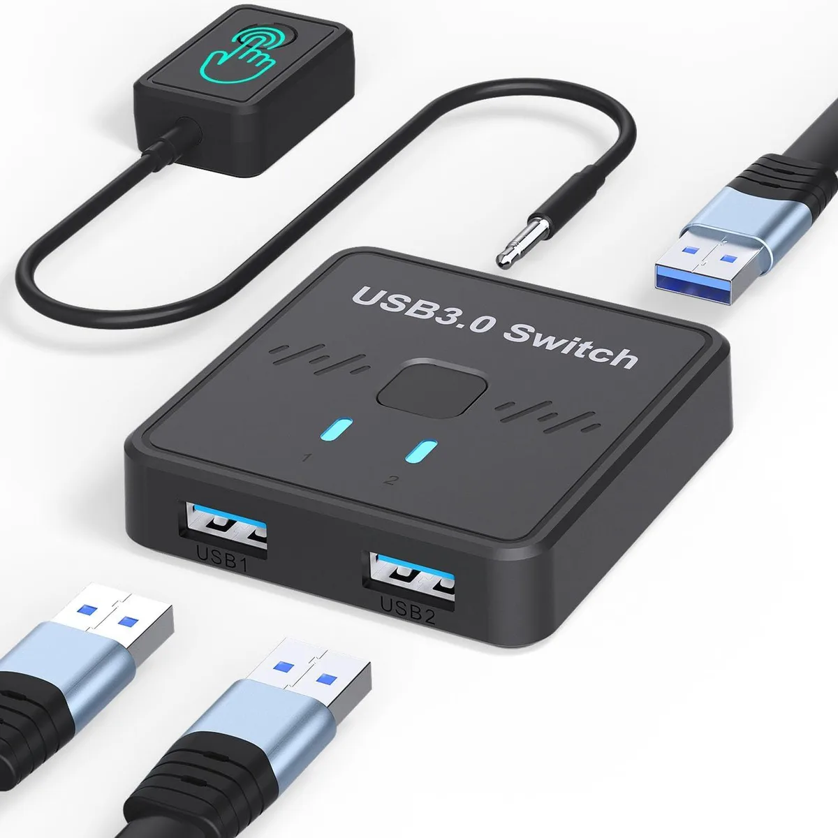 IHDAPP IHDAPP USB 3.0 Switch 2 Ports Bi-Directional with Desktop Controller — product photo