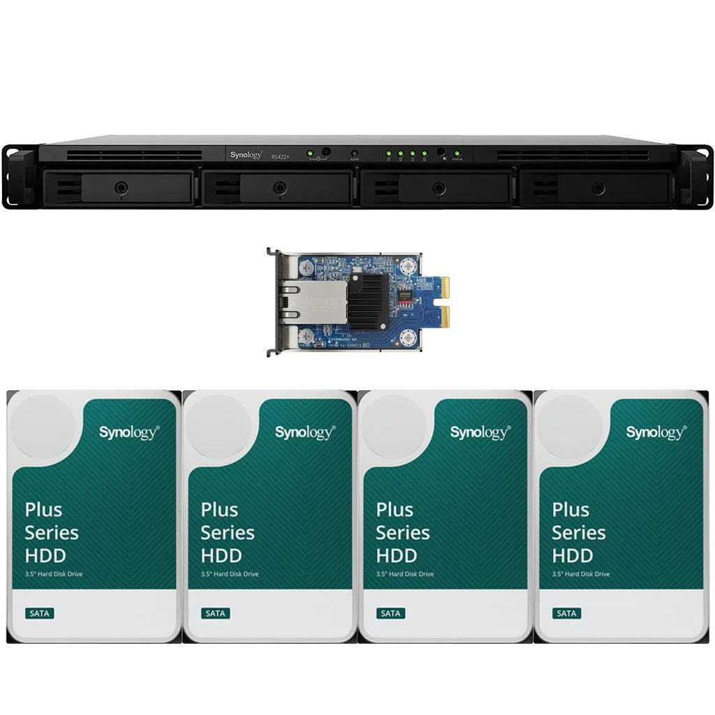 Synology Inc. Synology RS422+ 4-Bay Rackmount NAS 2GB RAM E10G22-T1-Mini 10GbE 32TB (4 x 8TB) Drives — product photo
