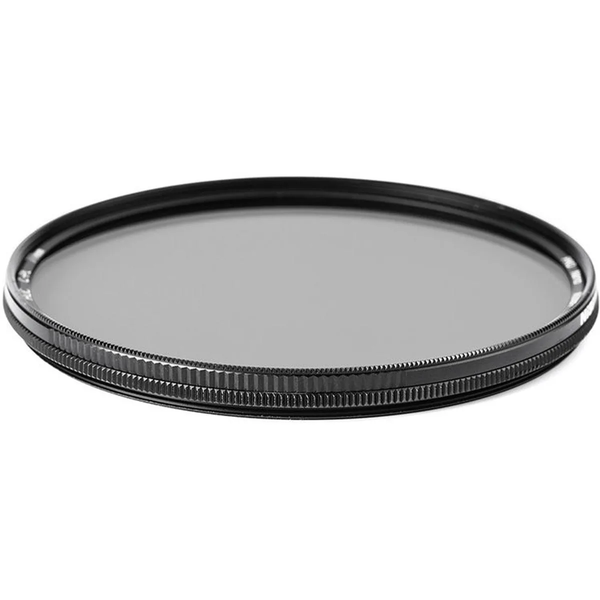 A thin black circular glass filter with 62mm thread and ultra-slim metal frame