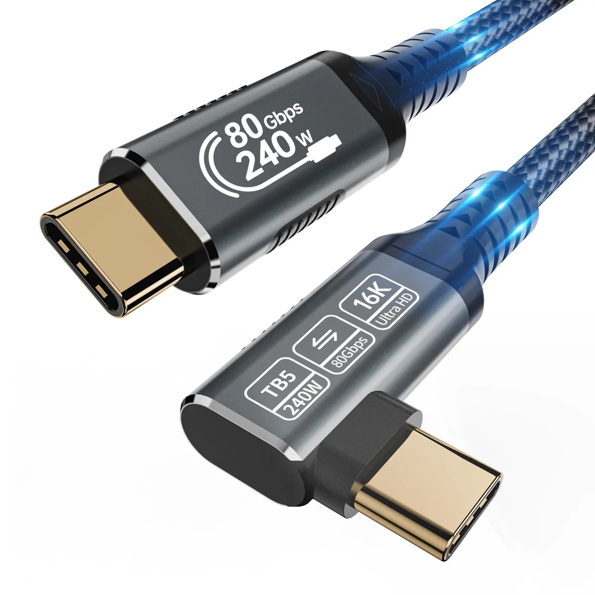 Vszerda Vszerda USB-C Cable 240W 80Gbps Right Angle 3.3ft — product photo